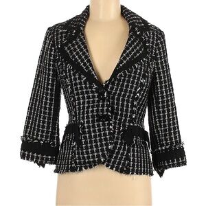 White House Black Market Black and White Tweed Blazer